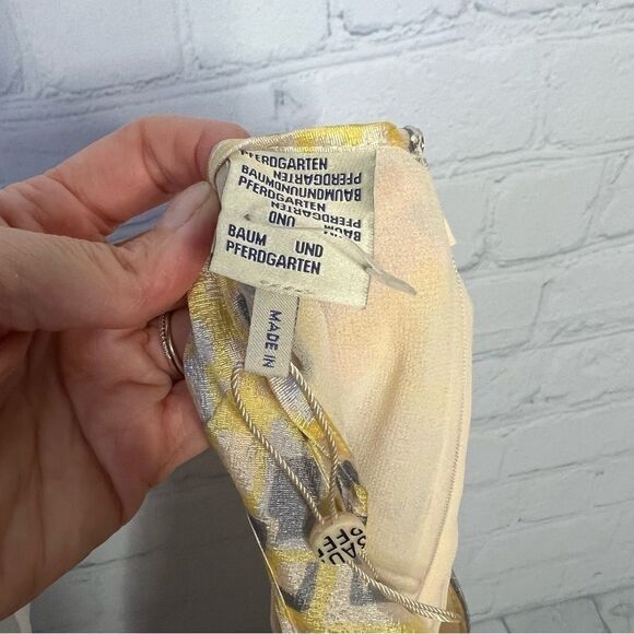 Baum Und Pferdgarten yellow abstract printed drop waist midi dress size 40 NEW - Picture 10 of 15